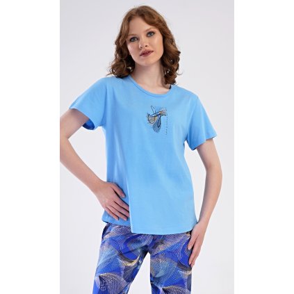 Dámské pyžamo kapri Eliza (Barva Modrá, Velikost 2XL)