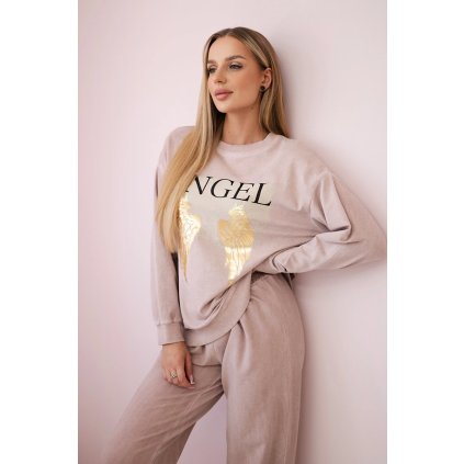 Bavlněný komplet Angel - mikina + tepláky (Velikost UNI, Barva Růžová - světle)