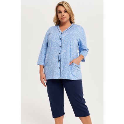 Dámské pyžamo Italian Fashion Jomala r.3/4 sp.3/4 (Velikost M, Barva Modrá - tmavě)