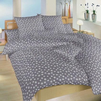 Povlečení bavlna Anežka bílá na tmavě šedém (Varianta Povlečení bavlna Anežka bílá na tmavě šedém 140x200, 70x90 cm)