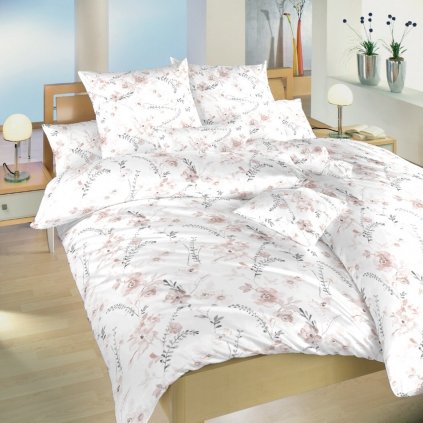 Povlečení krep Kvítí pudrové na bílém (Varianta Povlečení krep Kvítí pudrové na bílém 140x200, 70x90 cm)