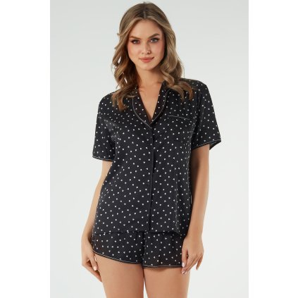 Dámské pyžamo Italian Fashion Ria kr.r. kr.sp. (Velikost 2XL, Barva Černá)