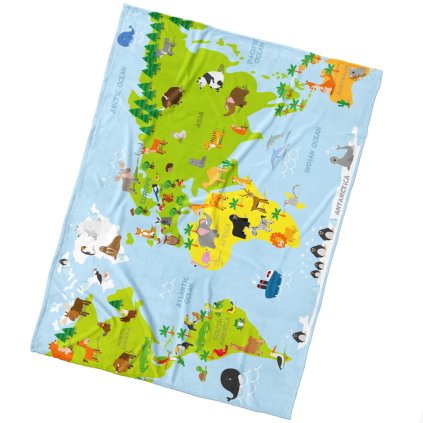Dětská deka Mapa Zvířat 150x200 cm