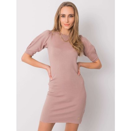 Šaty -TW-SK-G-091-1.44 (Barva Béžová - tmavě, Velikost 2XL)
