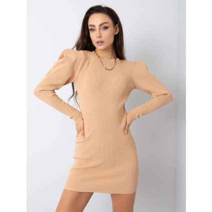 Dámské šaty 269-SK-5676.91P (Barva Béžová, Velikost UNI)