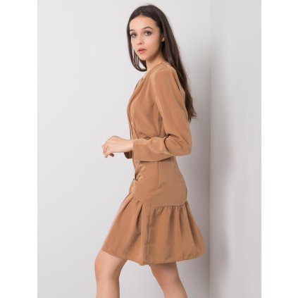 Dámské šaty 322-SK-10099.40 (Barva Béžová - světle, Velikost S)