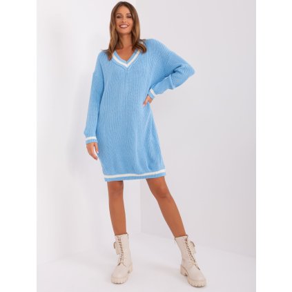 Dámské úpletové šaty BA-SK-8023-1.29X (Barva Růžová - světle, Velikost UNI)