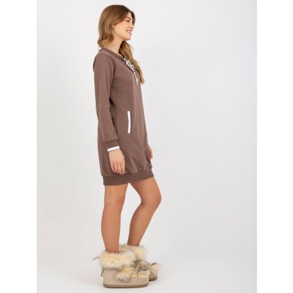 Mikinové šaty RV-TU-8379.46 RELEVANCE (Barva Béžová, Velikost UNI)