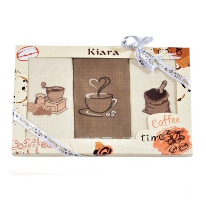 Dárková sada utěrek Kiara Coffee time 3 ks (Varianta Dárková sada utěrek Kiara Coffee time 50x70 cm 3 ks)