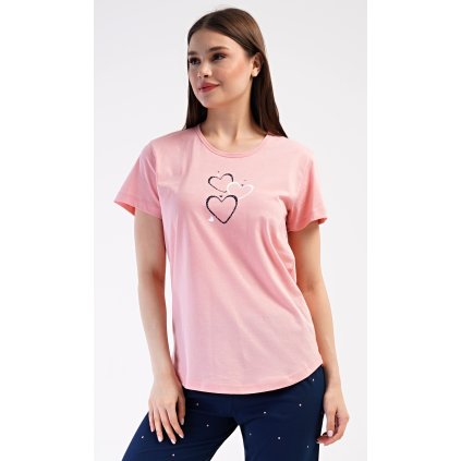 Dámské pyžamo kapri Srdce (Barva Modrá - tmavě, Velikost 2XL)