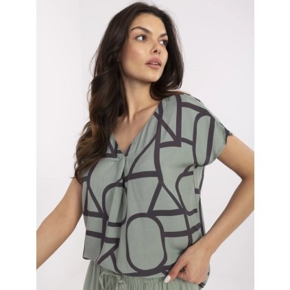 Halenka -D73771M11171 khaki (Barva Zelená - tmavě, Velikost XL)