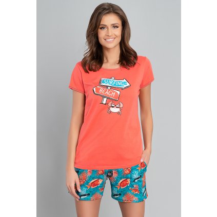 Dámské pyžamo Italian Fashion Oceania kr.r. kr.sp. (Velikost S, Barva Růžová)