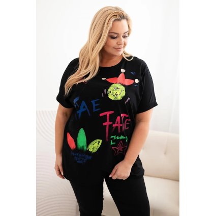 Tričko Plus Size 1190 s barevným potiskem