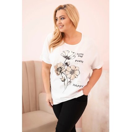 Halenka Plus Size 2152 s květinovým potiskem