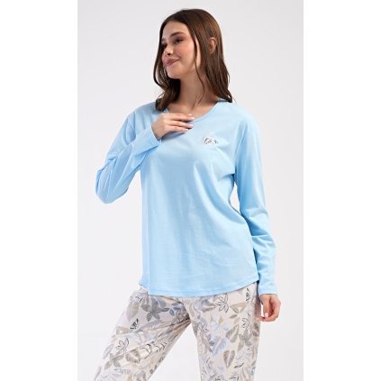 Dámské pyžamo dlouhé Alex (Barva Modrá - světle, Velikost XL)