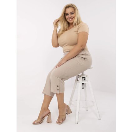 Kalhoty Plus Size AT-SP-845.67 New Fashion (Barva Béžová, Velikost 38)