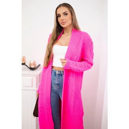 Svetr Cardigan kostkovaný khaki (Velikost UNI, Barva Růžová - tmavě)