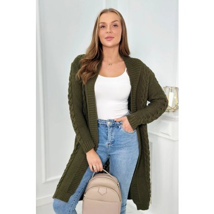 Svetr Cardigan kostkovaný khaki (Velikost UNI, Barva Růžová - tmavě)