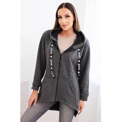 Mikina s kapucí a delšími zády v grafitové barvě (Velikost UNI, Barva Šedá - tmavě)