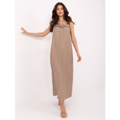Šaty-MI-SK-A6412.68 (Barva Béžová - tmavě, Velikost UNI)