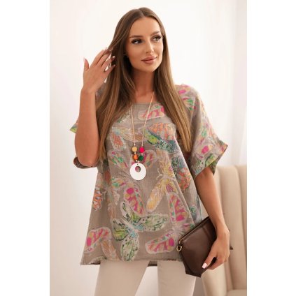 Dámská oversize halenka ART10739-2 s motivem motýlů
