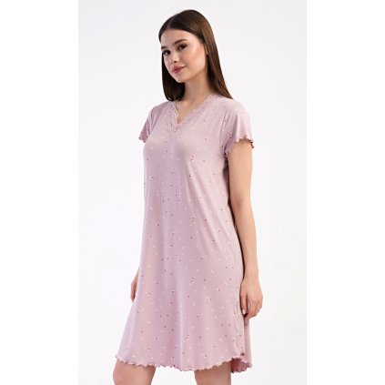 Dámská noční košile s krátkým rukávem Iris (Barva Růžová, Velikost 2XL)