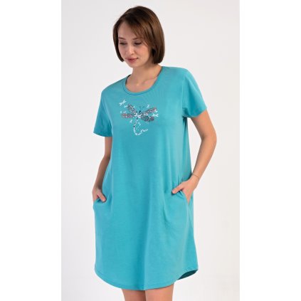 Dámské domácí šaty s krátkým rukávem Vanda (Barva Růžová, Velikost XL)