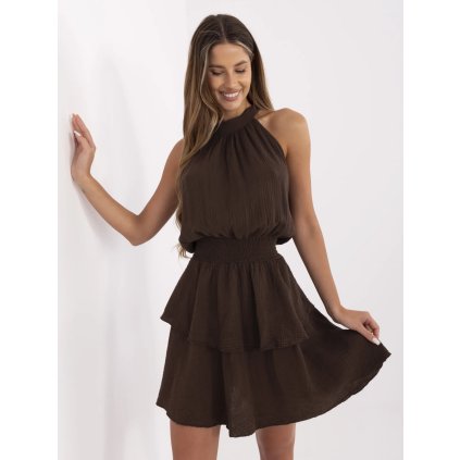 Šaty -MI-SK-92166.71P (Barva Béžová - tmavě, Velikost UNI)