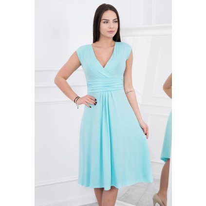 8288 Mátové šaty (Velikost S, Barva Tyrkysová)
