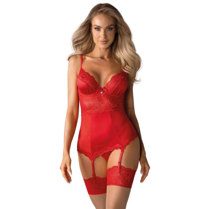 Korzet Obsessive Lovica corset (Velikost S/M, Barva Červená)