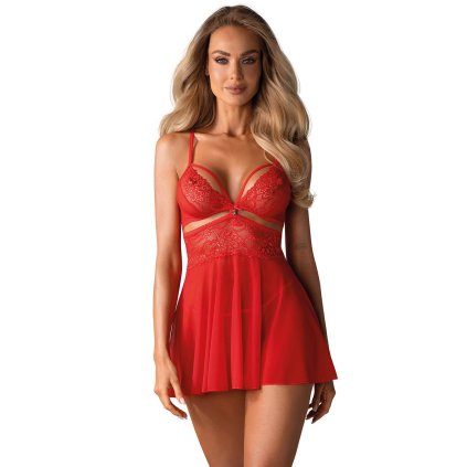 Košilka Obsessive 838-BAB-3 (Velikost S/M, Barva Červená)