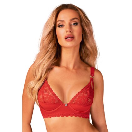 Podprsenka Obsessive Belovya bra (Velikost XS/S, Barva Červená)