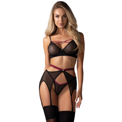 Komplet Obsessive Novenes 3-pcs set (Velikost XL/2XL, Barva Černá)