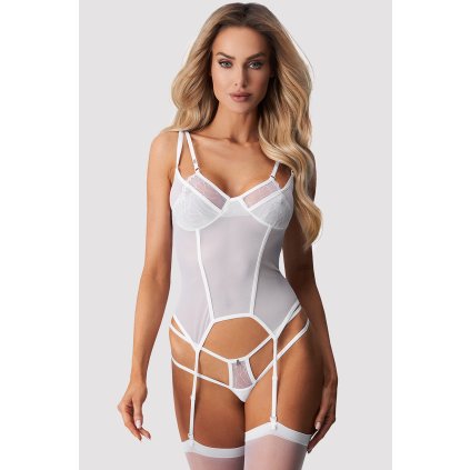 Obsessive Arrowel corset (Velikost 2XL/3XL, Barva Bílá)