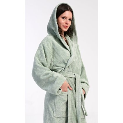 Dámský župan dlouhý s kapucí Lesní víla (Barva Zelená, Velikost L)