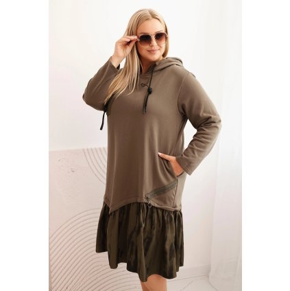 Dámské šaty Plus Size MY4139 s dlouhým rukávem (Velikost UNI, Barva Růžová)