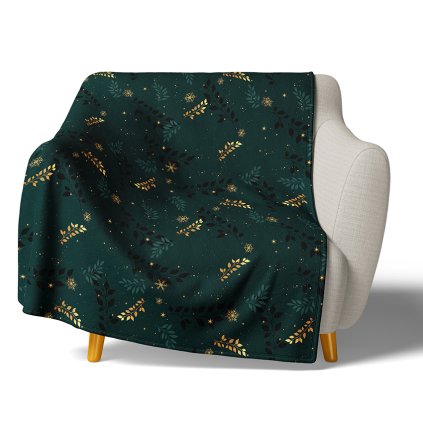 43900 2 mikroplysova deka zlate vetvicky na kresle