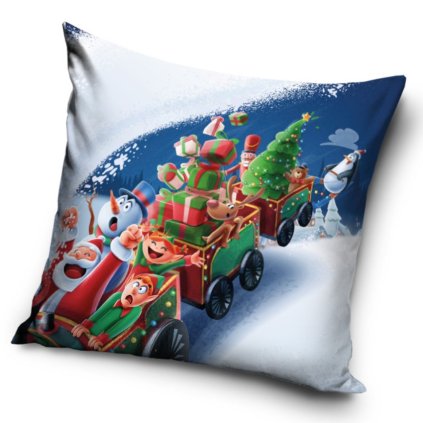 41076 dekoracni polstarek vanocni jizda