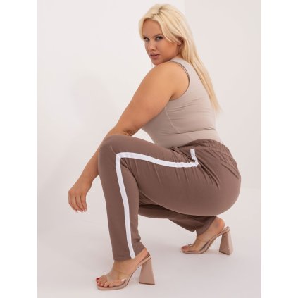 Dámské tepláky Plus Size RV-DR-6643.95 BASIC FEEL GOOD (Barva Béžová, Velikost XL)