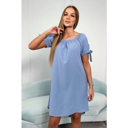 Šaty 3320 svázané na rukávech (Velikost UNI, Barva Modrá )