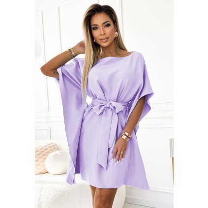 Numoco SOFIA Motýlkové šaty - světlé vřes 287-29 (Velikost L/XL, Barva Růžová)