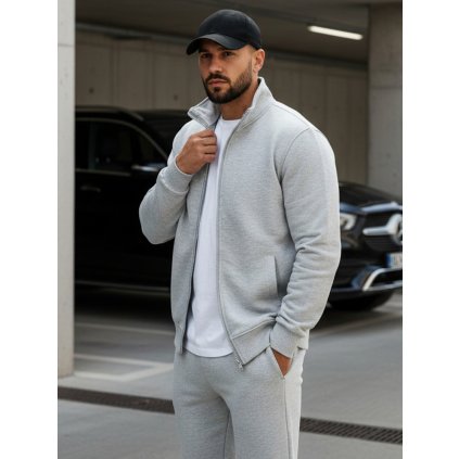 Pánská mikina rozepínací bez kapuce šedá BX4109 (Velikost M, Barva Černá)