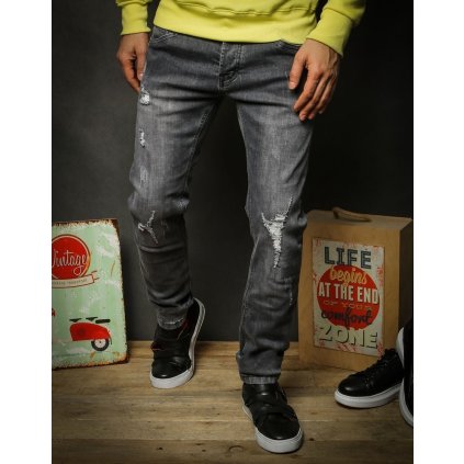Pánské džínové kalhoty šedé Dstreet UX2325 (Velikost 29, Barva Šedá - tmavě)