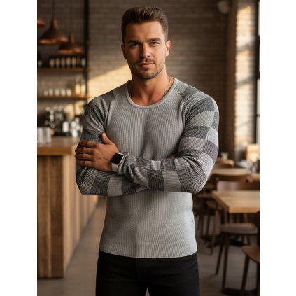 Pánský svetr přes hlavu ecru Dstreet WX1636 (Velikost S, Barva Bílá)