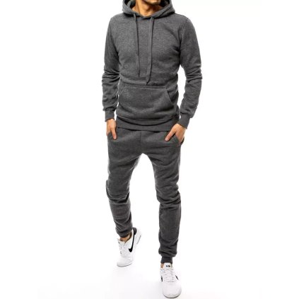 Pánská tepláková souprava tmavě šedá Dstreet AX0382 (Velikost M, Barva Šedá - tmavě)