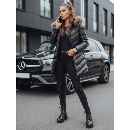 Dámská prošívaná zimní bunda s kapucí Dstreet TY3024 (Velikost S, Barva Černá)