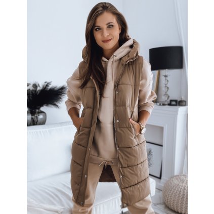 Dámská prošívaná vesta NOELIA khaki Dstreet TY3131 (Velikost S, Barva Hnědá)