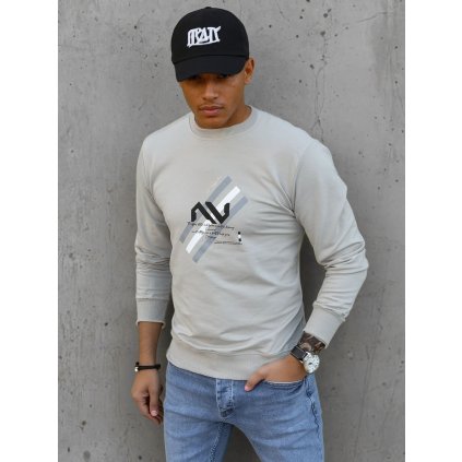 Pánská mikina s potiskem béžová Dstreet BX5363 (Velikost M, Barva Béžová)