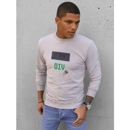 Pánská mikina s potiskem béžová Dstreet BX5375 (Velikost M, Barva Béžová)