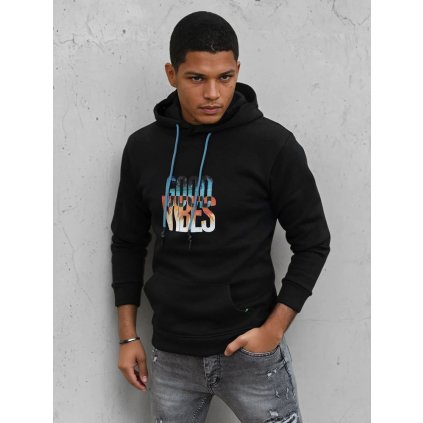 Pánská mikina s kapucí černá Dstreet BX5377 (Velikost M, Barva Černá)